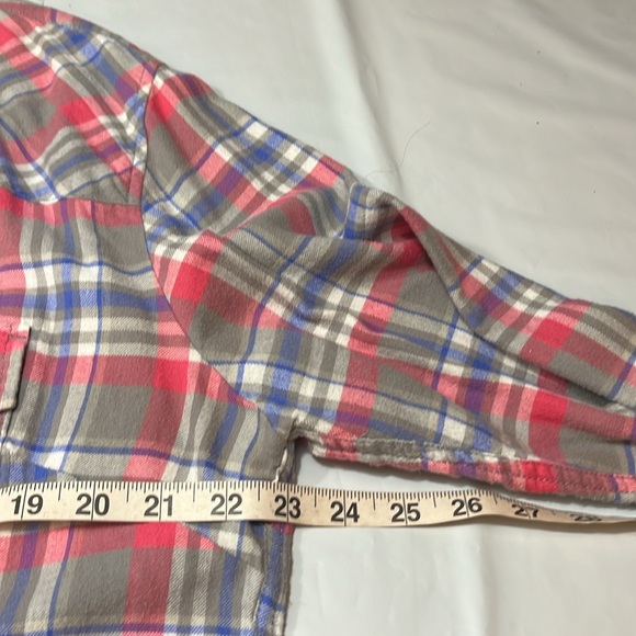 Jachs Girlfriend BEA pink purple Plaid TOP flannel paisley cuff  pearl snaps XL - Picture 7 of 16